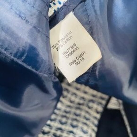 J. CREW White with Blue Hearts Full Zip Cropped Blazer, Size X Small - Picture 9 of 12